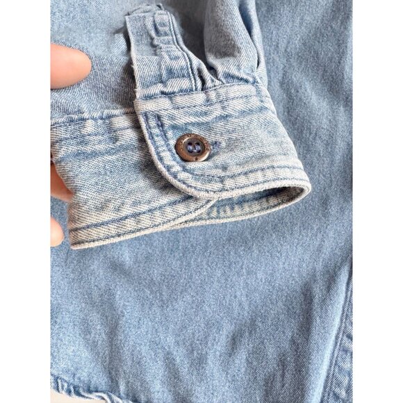 Vintage 90's JORDACHE Blue Cotton Denim Button Down Shirt, Size L - Picture 6 of 13